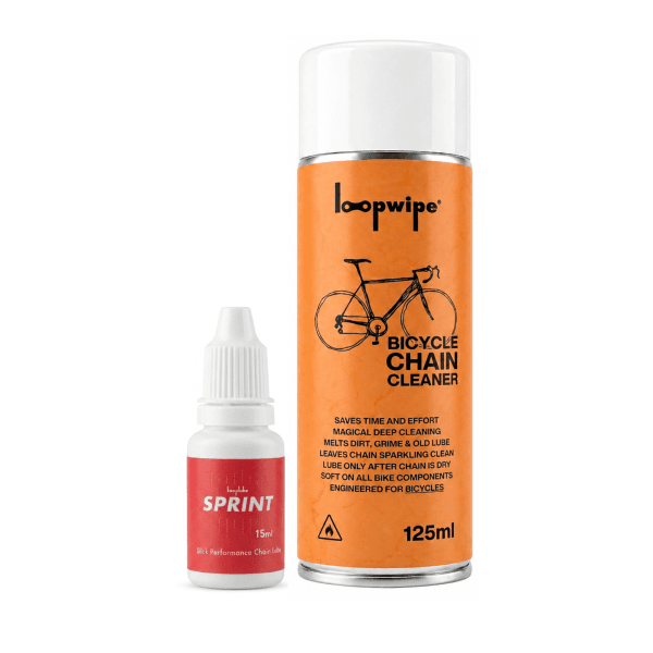 looplube SPRINT Anti-Dirt MINI Pack - Combo of 15ml SPRINT Bicycle Chain Lube LIQUID and 125ml loopwipe Eco-Friendly Bicycle Chain Cleaner SPRAY